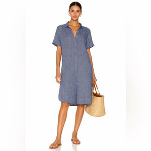 BCBG Linen Shirt Dress Blue | Minimalist Resort Midi Tunic